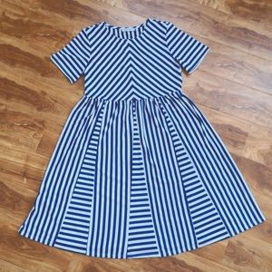 Ces Femme Blue White Stripe Dress EUC